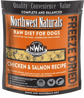 Northwest Naturals Freeze-Dried Dog Food - Chicken & Salmon Recipe - 12oz Bag frozen pet food,frozen raw meals,dog frozen nuggets