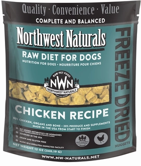 Northwest Naturals Freeze-Dried Dog Food - Chicken Recipe - 12oz Bag frozen pet food,frozen raw meals,dog frozen nuggets