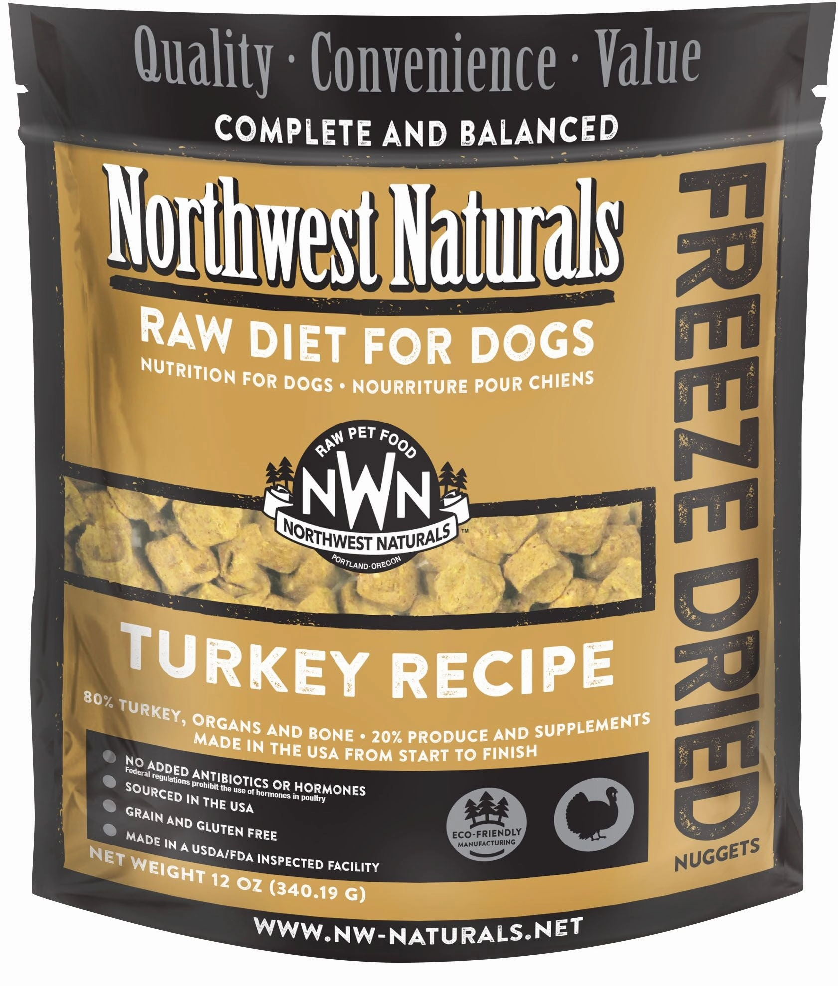 Northwest Naturals Freeze-Dried Dog Food - Turkey Recipe - 12oz Bag frozen pet food,frozen raw meals,dog frozen nuggets
