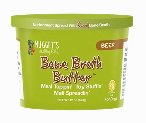 Nugget's Frozen Bone Broth Butter Beef 12oz Tub puppy food,chew toy for puppies,small dog treats