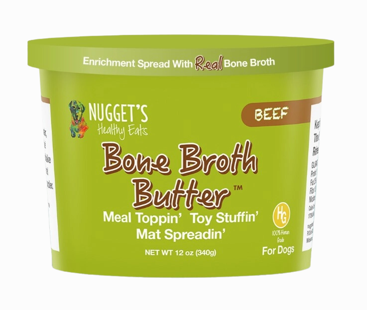 Nugget's Frozen Bone Broth Butter Beef 12oz Tub puppy food,chew toy for puppies,small dog treats