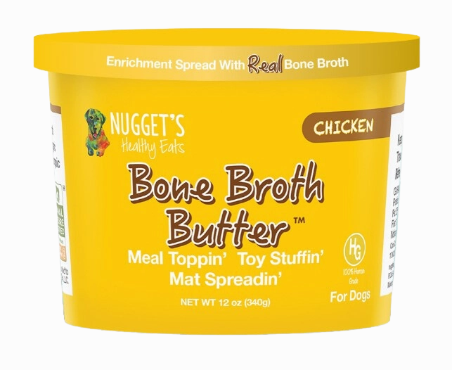 Nugget's Frozen Bone Broth Butter Chicken 12oz Tub puppy food,chew toy for puppies,small dog treats