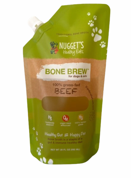 Nugget's Healthy Eats Dog & Cat Frozen Bone Broth Beef 20oz puppy food,chew toy for puppies,small dog treats