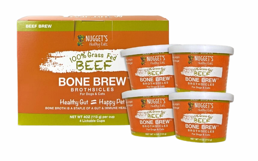 Nugget's Healthy Eats Dog/Cat Frozen Beef Bone Broth 4oz 4 PACK stainless steel bowl,metal pet feeder,steel water dish