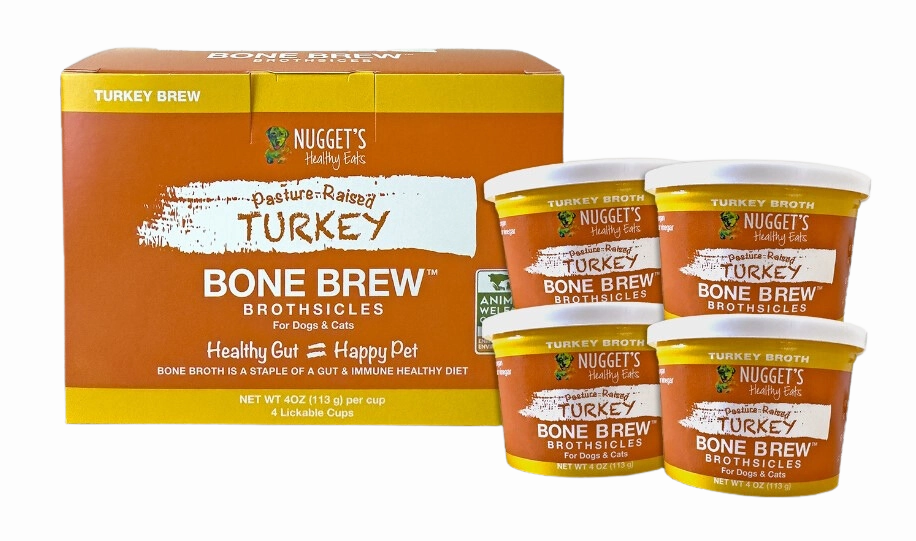 Nugget's Healthy Eats Dog/Cat Frozen Bone Broth Turkey 4oz 4 PACK stainless steel bowl,metal pet feeder,steel water dish