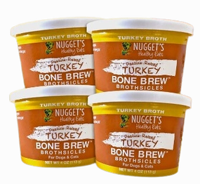Nugget's Healthy Eats Dog/Cat Frozen Bone Broth Turkey 4oz Single stainless steel bowl,metal pet feeder,steel water dish