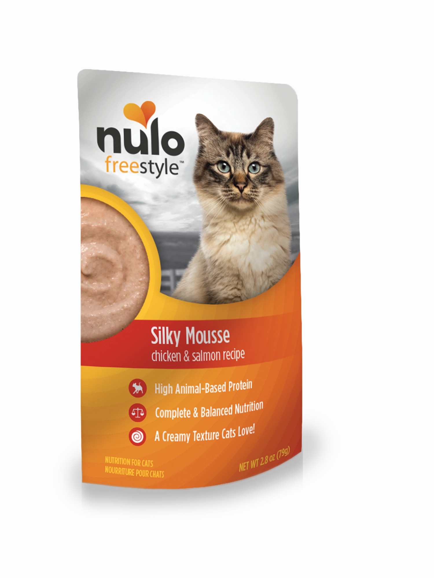Nulo Wet Cat Food FreeStyle Silky Mousse Grain-Free Chicken & Salmon Recipe 2.8oz Pouch Single grain free wet cat food,senior cat wet food,cat pt