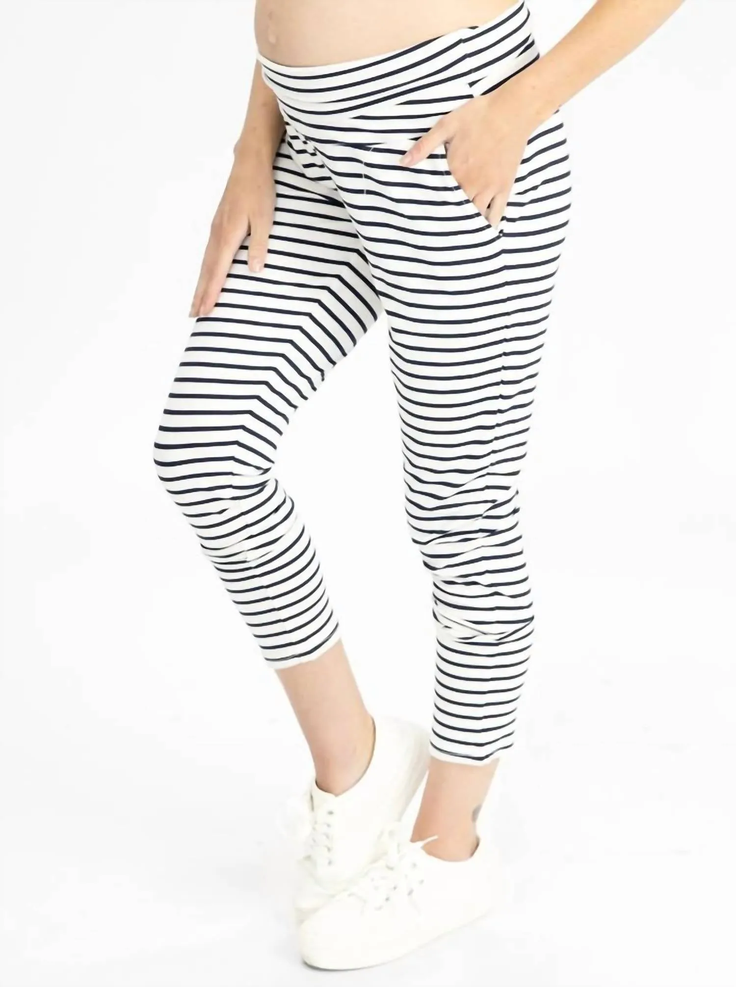 Nursing Top   Striped Pants Set In Navy