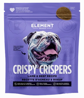Nutrisource Element Crispy Crispers Beef & Lamb Dog Treats 4oz Bag dog biscuit treats,crunchy dog snacks,dog cookies
