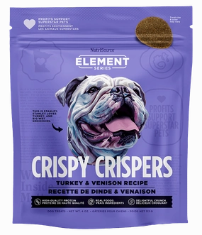 Nutrisource Element Crispy Crispers Turkey & Venison Dog Treats 4oz Bag dog biscuit treats,crunchy dog snacks,dog cookies