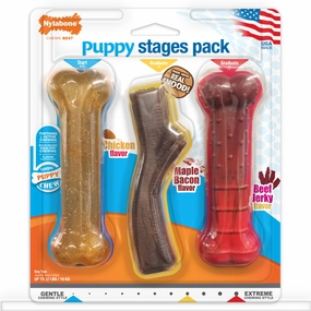 Nylabone - Puppy Stages Triple Pack (Up to 16kg) squeaky dog toy,plush dog toy,soft chew toy