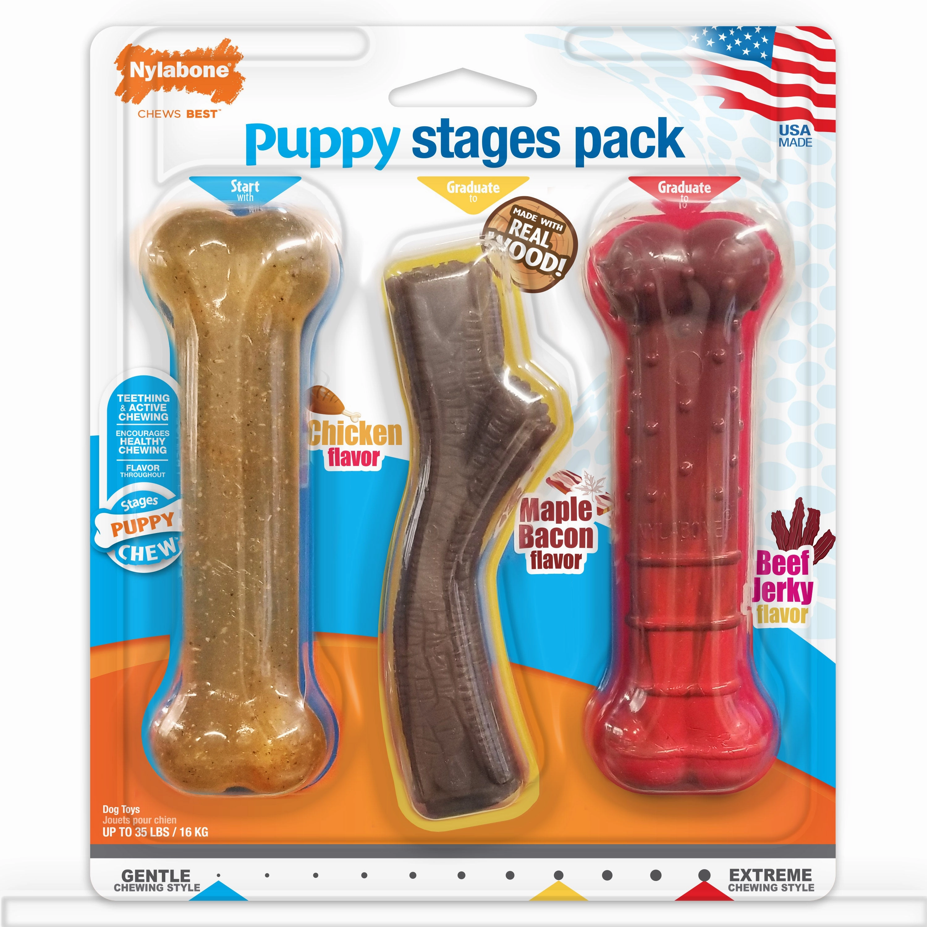 Nylabone - Puppy Stages Triple Pack (Up to 16kg)