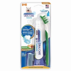 Nylabone Advanced Oral Care Natural Dog Dental Kit (Peanut) dog dental kit,pet toothbrush,dog oral care