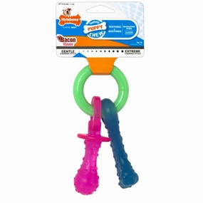 Nylabone Puppy Chew Teething Bacon Pacifier Dog Toy puppy car seat,dog car harness,travel dog crate