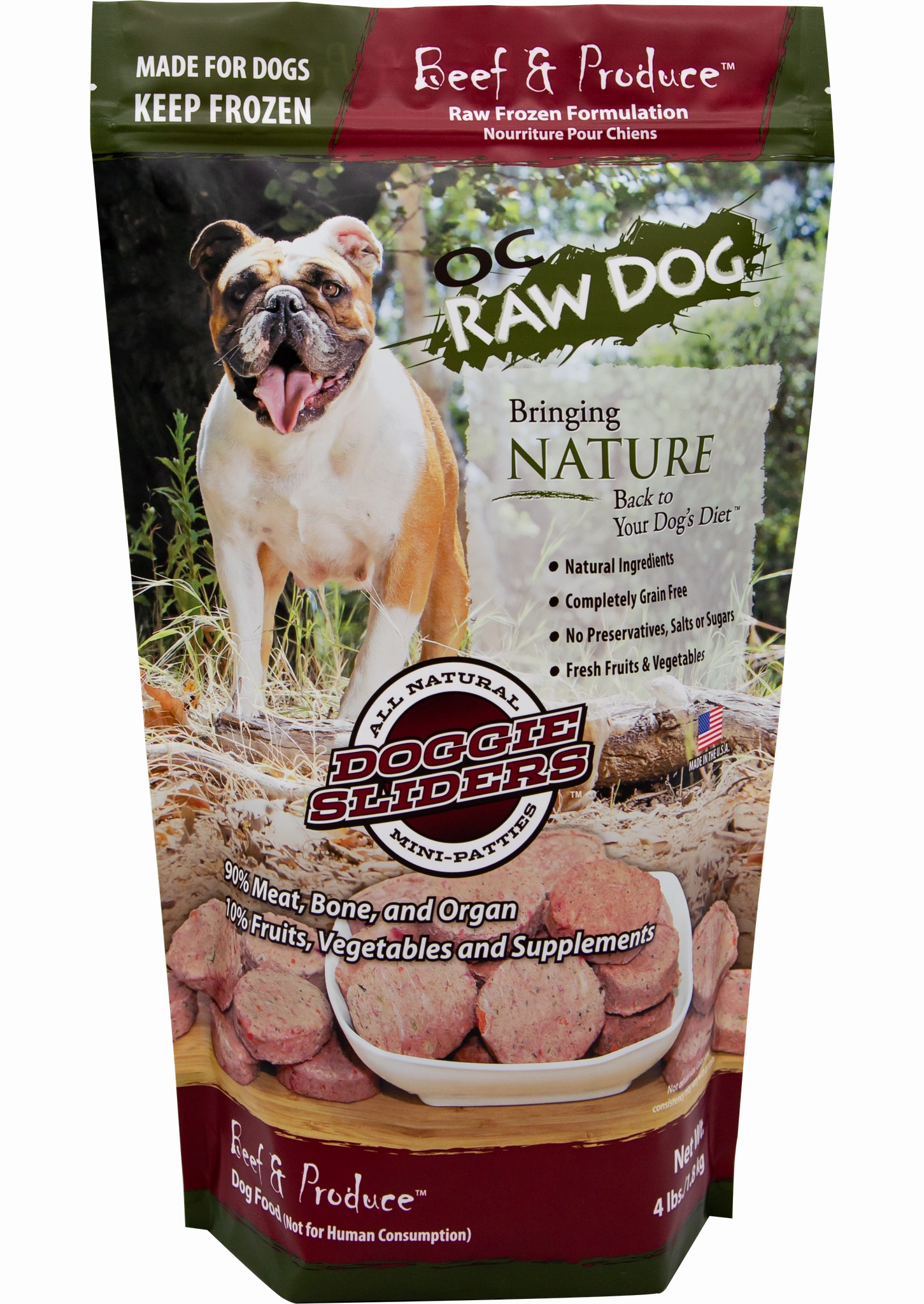 OC Raw Beef & Produce frozen raw dog food,raw patties for dogs,raw diet dog food