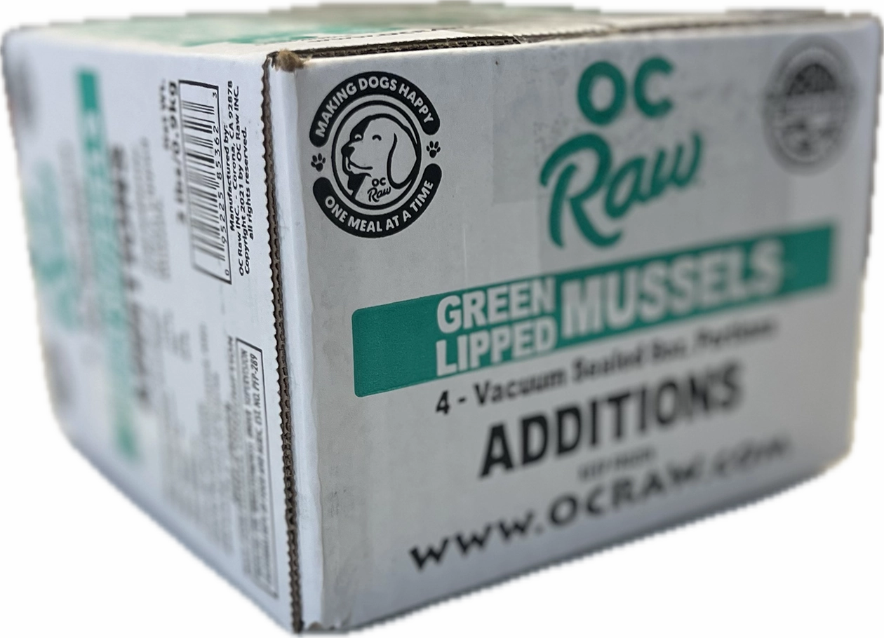 OC Raw Frozen Additions for Dogs & Cats - Green Lipped Mussels 2lb Box stainless steel bowl,metal pet feeder,steel water dish