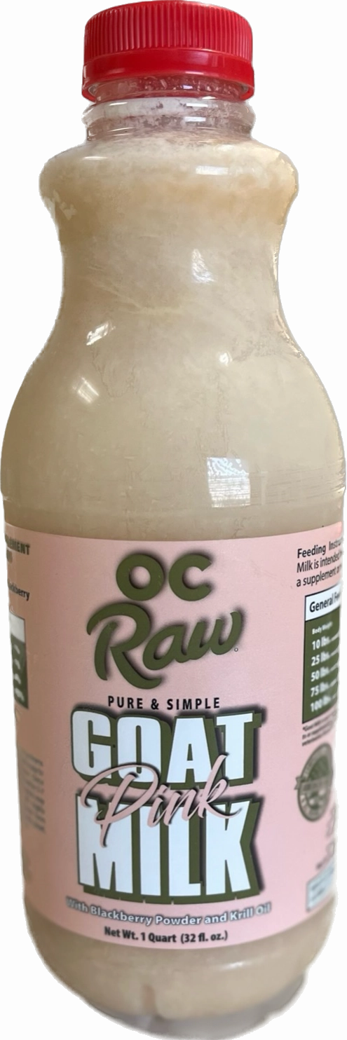 OC Raw Frozen Pure & Simple Pink Goat Milk w/ Krill Oil & Blackberry 32oz puppy food,chew toy for puppies,small dog treats