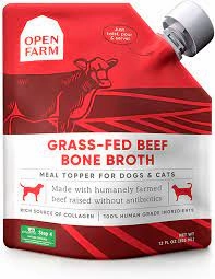 Open Farm Bone Broth Topper for Dogs & Cats - Grass-Fed Beef 12oz Pouch puppy food,chew toy for puppies,small dog treats