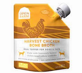 Open Farm Bone Broth Topper for Dogs & Cats - Harvest Chicken 12oz Pouch puppy food,chew toy for puppies,small dog treats