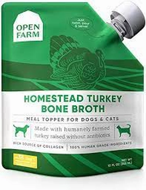 Open Farm Bone Broth Topper for Dogs & Cats - Homestead Turkey 12oz Pouch puppy food,chew toy for puppies,small dog treats