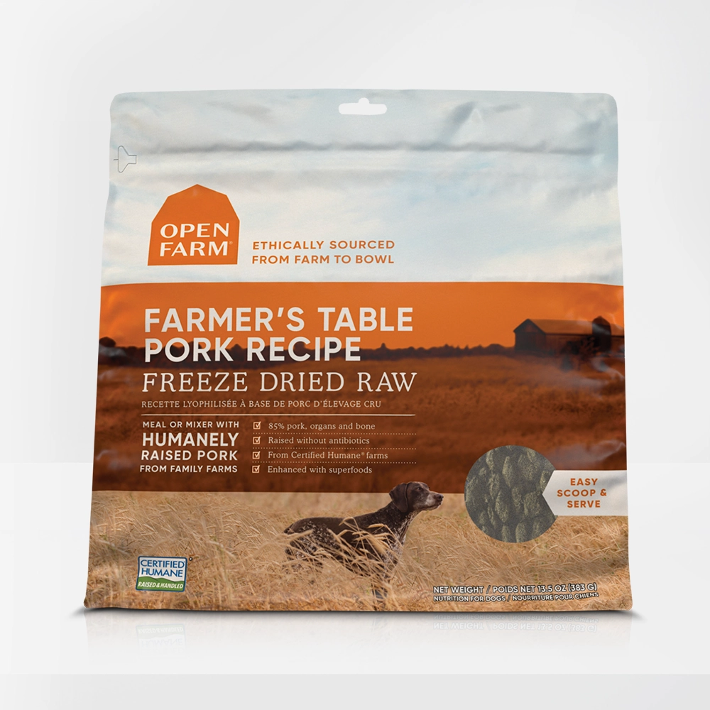 Open Farm Freeze-Dried Raw Morsels Dog Food Farmer's Table Pork Recipe frozen pet food,frozen raw meals,dog frozen nuggets