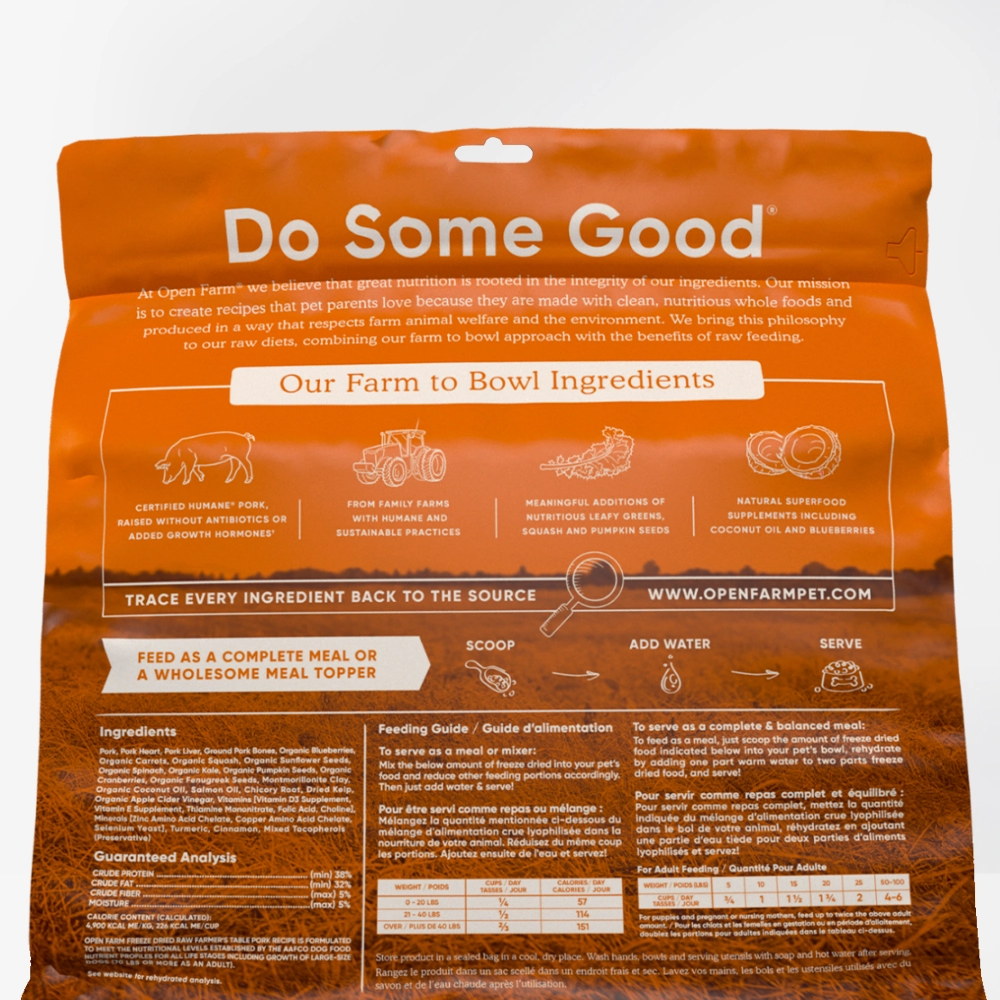 Open Farm Freeze-Dried Raw Morsels Dog Food Farmer's Table Pork Recipe