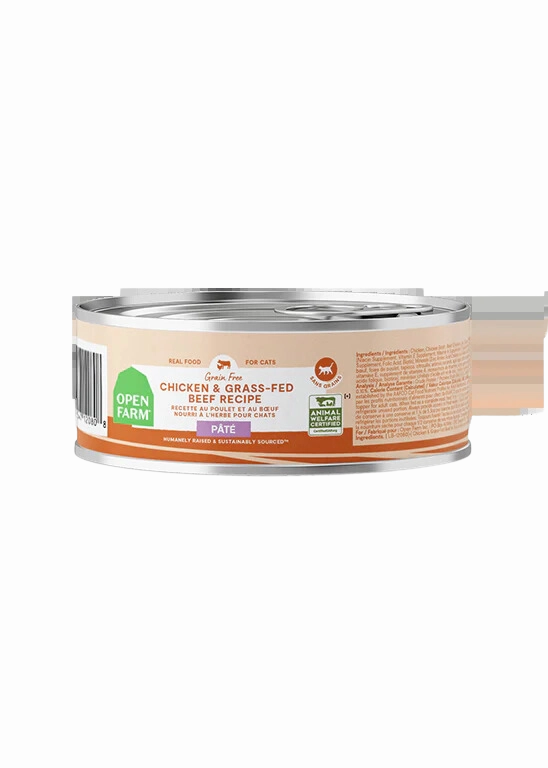 Open Farm Wet Cat Food - Chicken & Grass-Fed Beef Recipe 2.8oz Can Single grain free wet cat food,senior cat wet food,cat pt