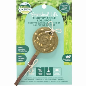 Oxbow Enriched Life Timothy Lollipop Chew Toy For Small Animals (Apple) rabbit habitat,small animal tunnel,bunny supplies