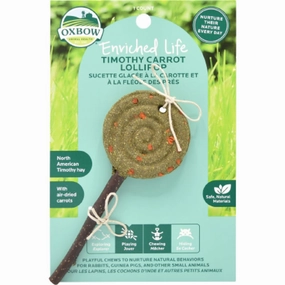 Oxbow Enriched Life Timothy Lollipop Chew Toy For Small Animals (Carrot) rabbit habitat,small animal tunnel,bunny supplies
