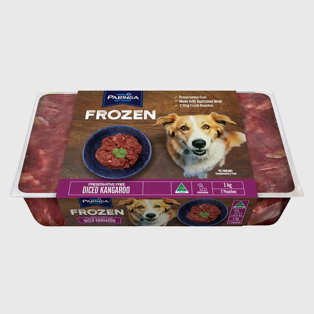 Paringa Diced Kangaroo Raw Grain-Free Frozen Dog Food 1kg raw pet food,frozen meat dog,raw feeding dog
