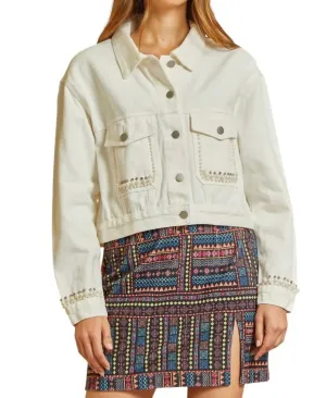 Party Doesn't Stop Studded Jacket In Ivory