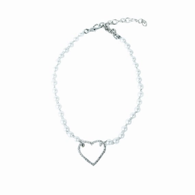 Pearl Diamante Heart Dog Necklace english tack set,horse saddle gear,equestrian supplies
