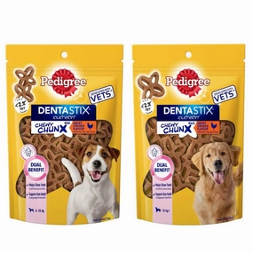 Pedigree Dentastix Chewy Chunx Smoky Chicken Dental Dog Treats 68g (Exp 15Dec25) dog dental snacks,dental bones for dogs,dog oral sticks