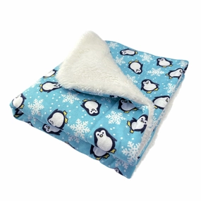Penguins And Snowflakes Flannel Dog Blanket Blue fleece dog blanket,soft dog throw,cozy pet blanket