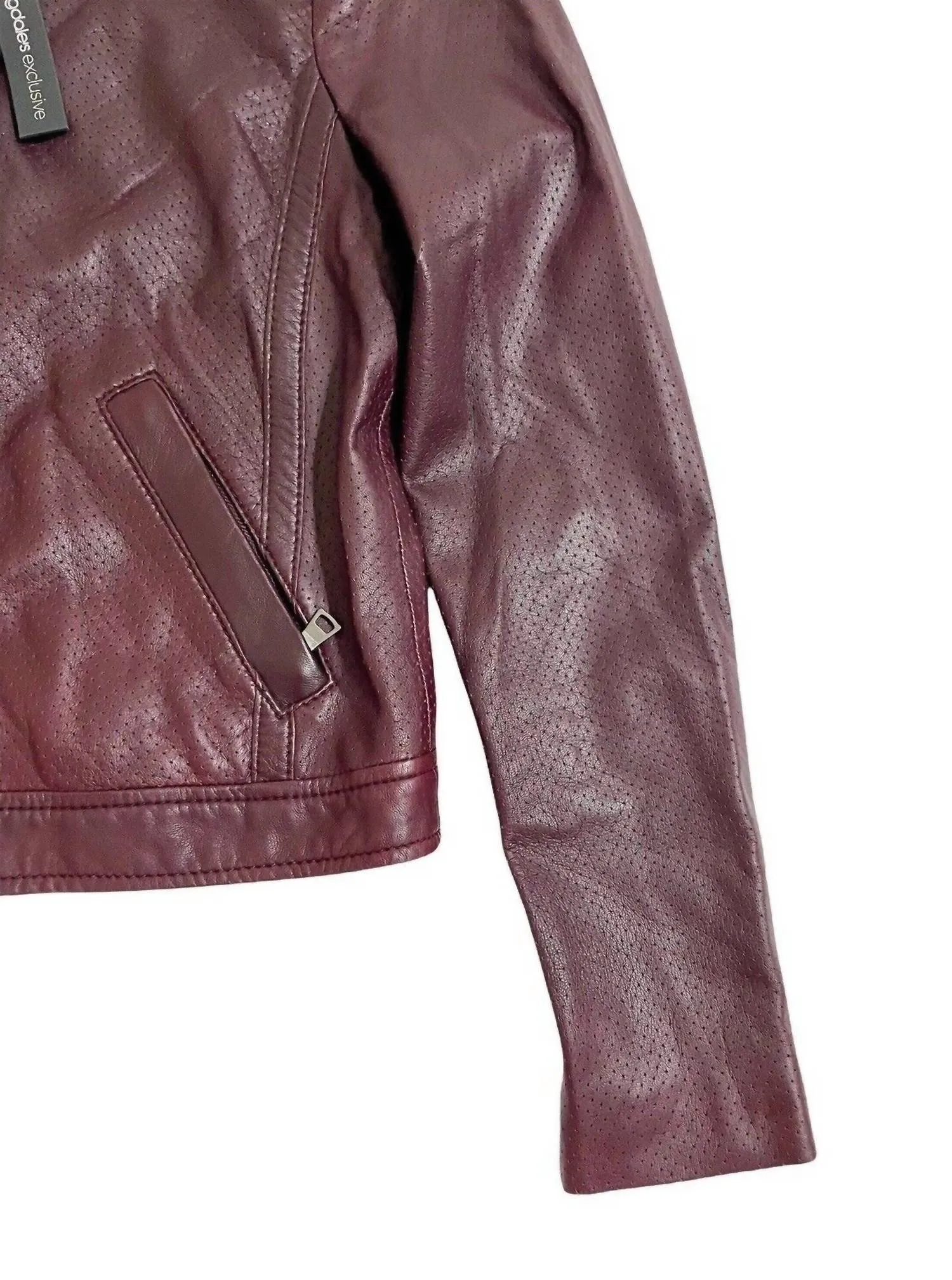 Perforated Leather Jacket In Bordeaux