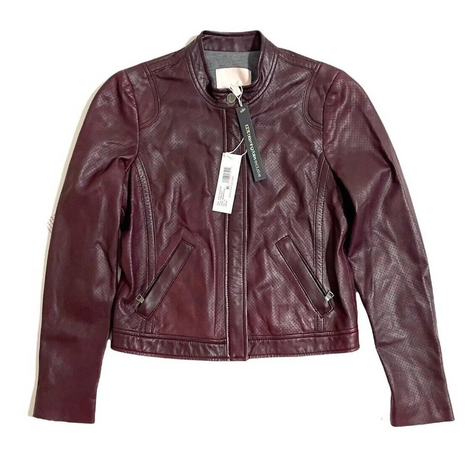 Perforated Leather Jacket In Bordeaux