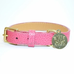 Perry Street Dog Collar - Pink dog collar,leather dog collar,adjustable dog collar