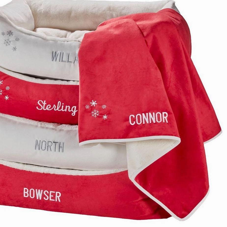 Personalized Holiday Crimson Dog Blanket Crimson fleece dog blanket,soft dog throw,cozy pet blanket