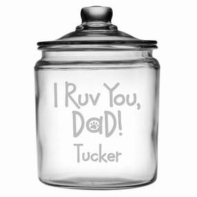 Personalized I Ruv You Dad Glass Dog Treat Jar pet apparel,dog hoodie,fashionable pet wear
