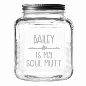 Personalized My Soul Mutt Dog Treat Jar With Brushed Lid pet apparel,dog hoodie,fashionable pet wear