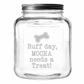 Personalized Ruff Day Dog Treat Jar With Brushed Lid pet apparel,dog hoodie,fashionable pet wear