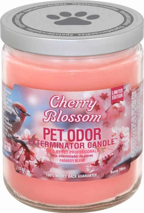 Pet Odor Exterminator Candle, Cherry Blossom, 13 oz cat odor control,cat litter deodorizer,cat cleaning wipes