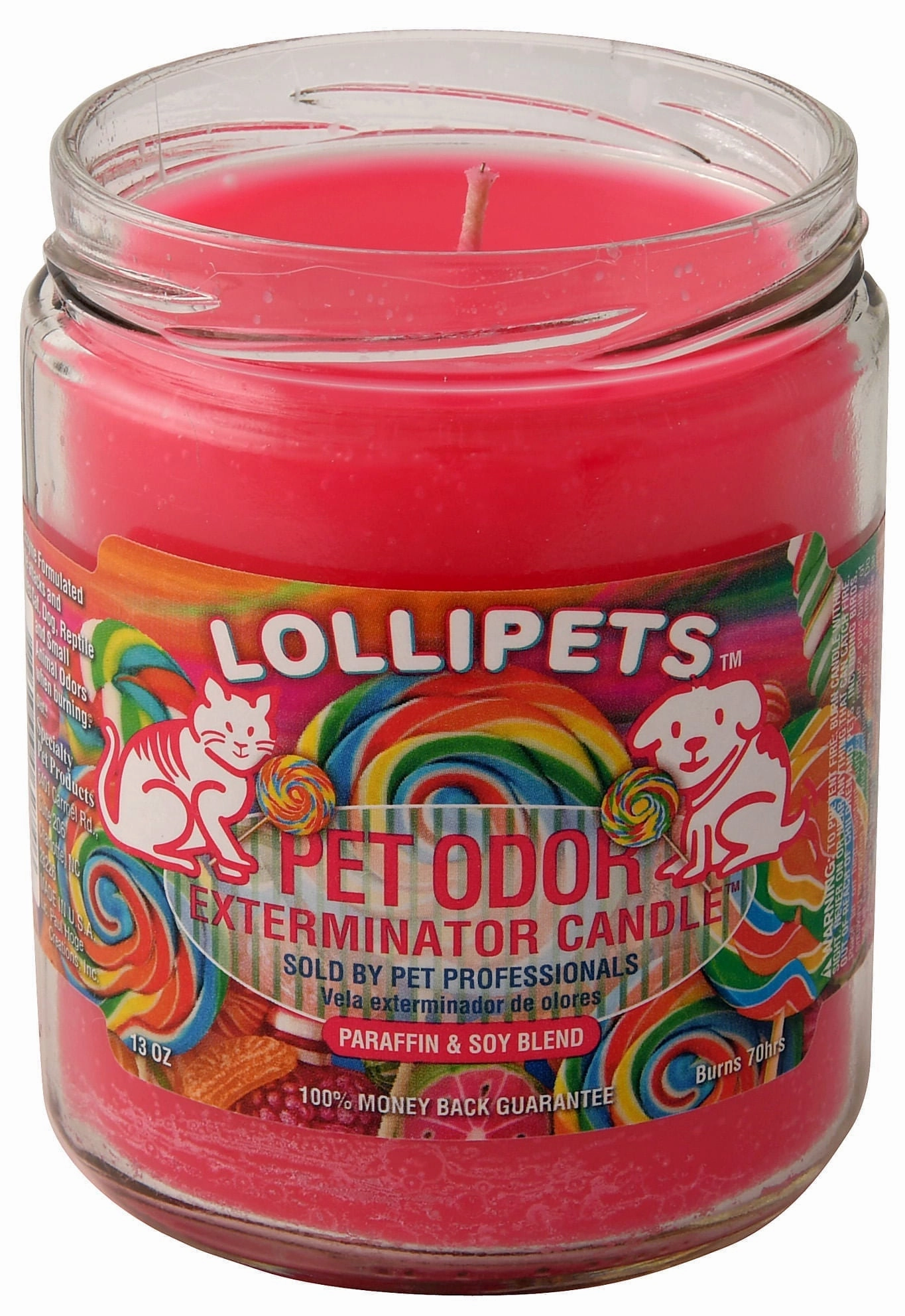 Pet Odor Exterminator Candle, Lollipets, 13 oz cat odor control,cat litter deodorizer,cat cleaning wipes