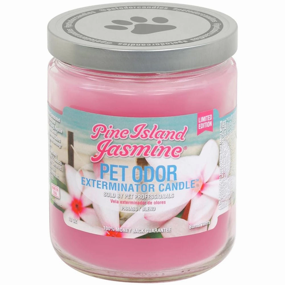 Pet Odor Exterminator Candle, Pine Island Jasmine, 13 oz cat odor control,cat litter deodorizer,cat cleaning wipes