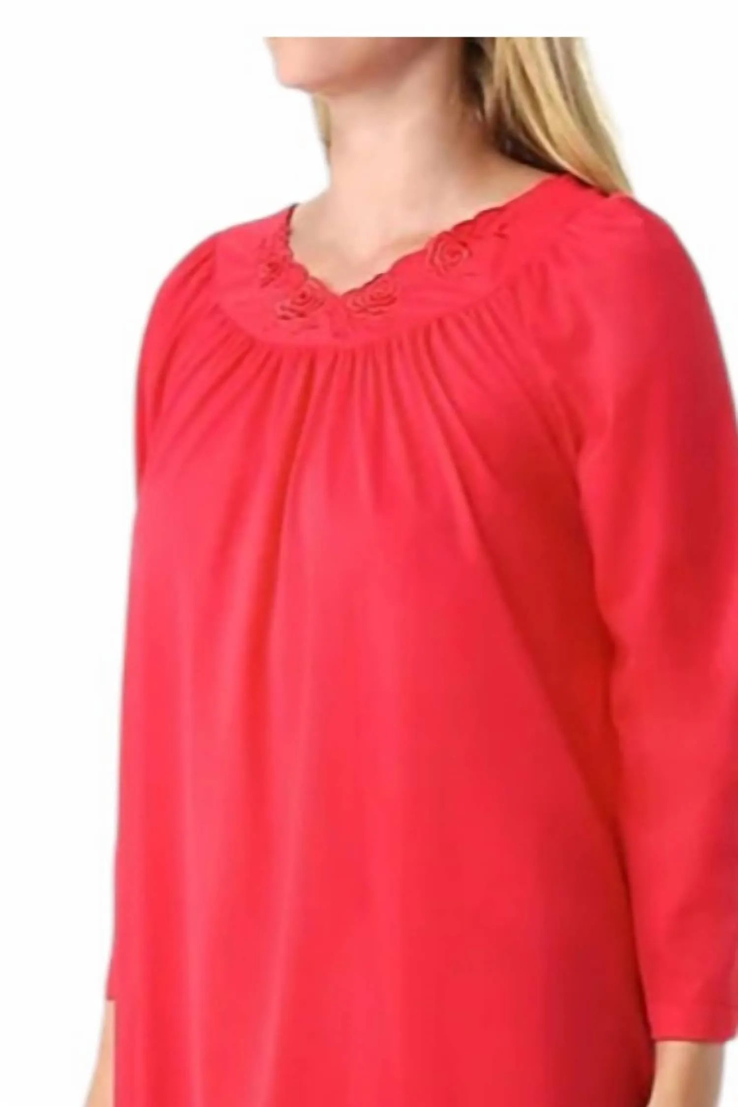 Petals 53 Inch Long Sleeve Gown In Red