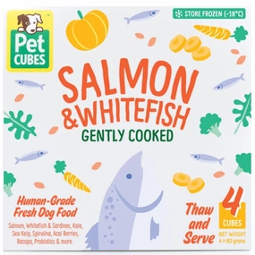 PetCubes Gently Cooked Salmon & Whitefish Grain-Free Frozen Dog Food 2.24kg raw pet food,frozen meat dog,raw feeding dog