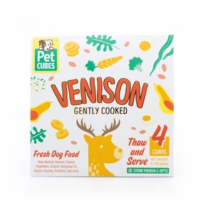 PetCubes Gently Cooked Venison Grain-Free Frozen Dog Food 2.24kg raw pet food,frozen meat dog,raw feeding dog