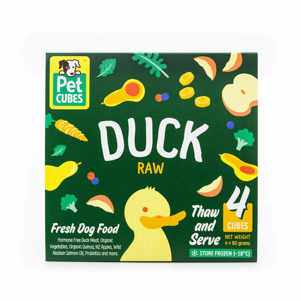 PetCubes Raw Duck Grain-Free Frozen Dog Food 2.25kg raw pet food,frozen meat dog,raw feeding dog