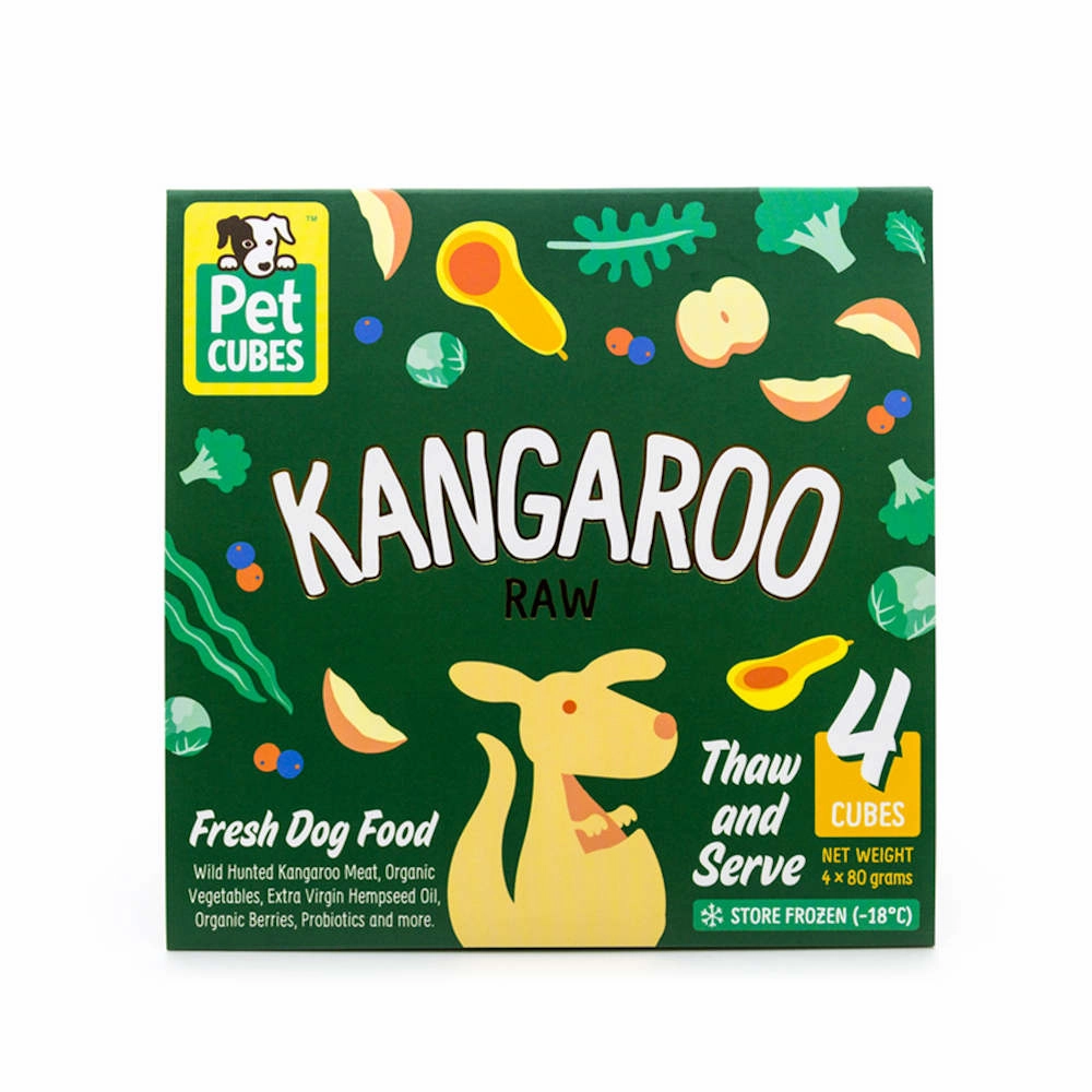 PetCubes Raw Kangaroo Grain-Free Frozen Dog Food 2.25kg raw pet food,frozen meat dog,raw feeding dog