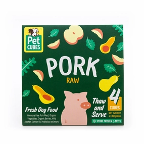 PetCubes Raw Pork Grain-Free Frozen Dog Food 2.25kg raw pet food,frozen meat dog,raw feeding dog